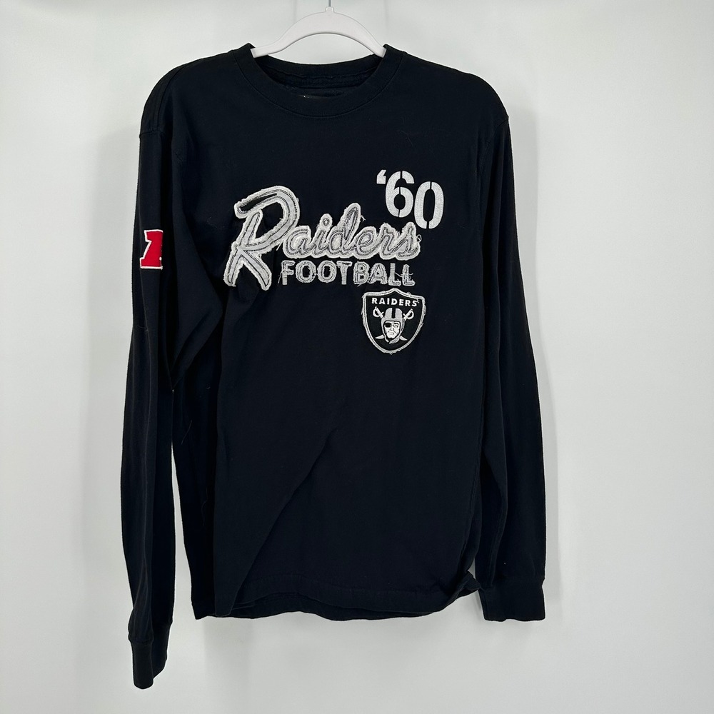 NFL Team Apparel Las Vegas Raiders Mens Black Long Sleeve T Shirt‎ Size M Logo